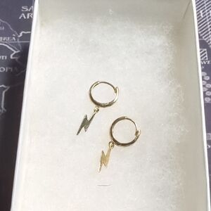 Gold Lightning Bolt Hoop Earrings